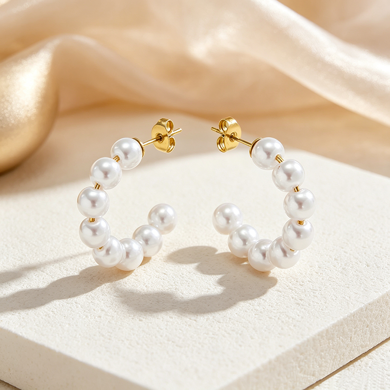 Gold Cala Pearl Hoops