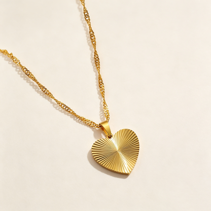 Sunburst Heart Gold Necklace