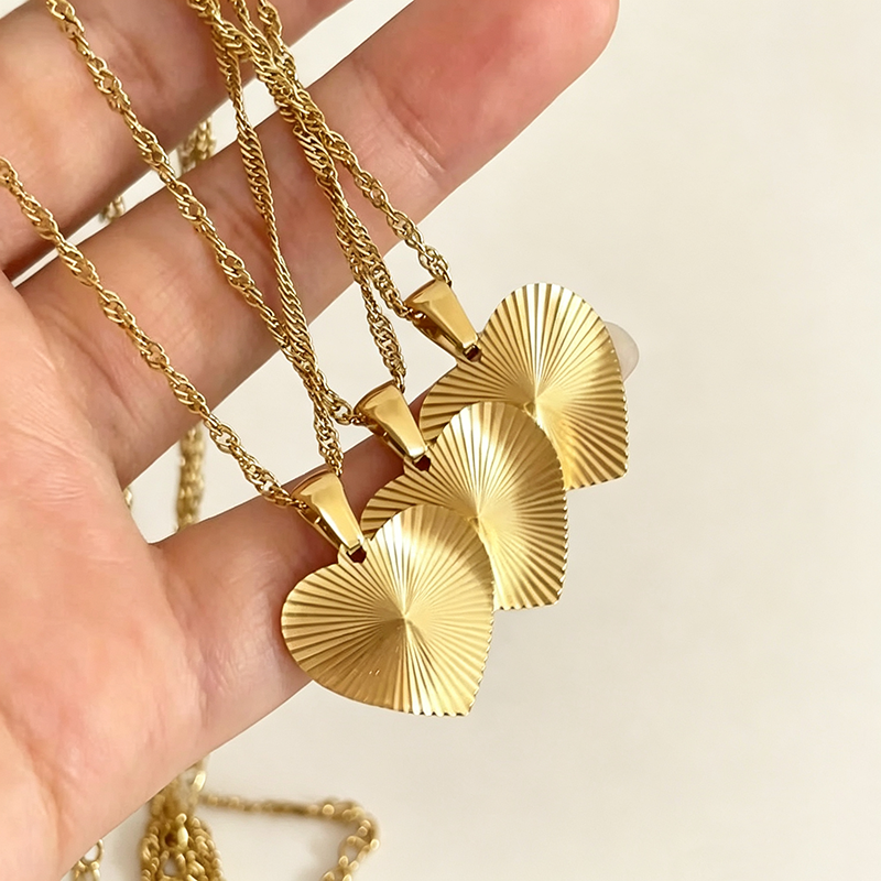 Sunburst Heart Gold Necklace