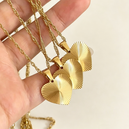 Sunburst Heart Gold Necklace