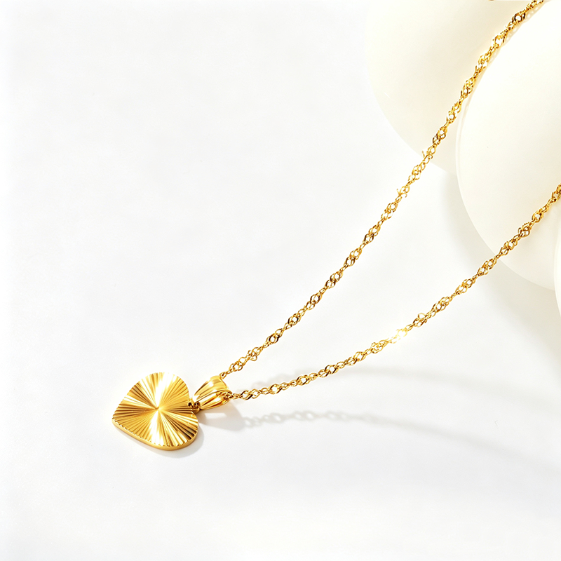 Sunburst Heart Gold Necklace