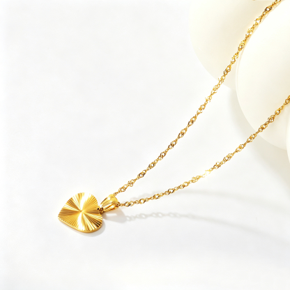 Sunburst Heart Gold Necklace