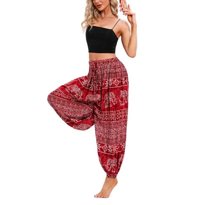  Elephant Geometry Pattern Casual Loose Harem