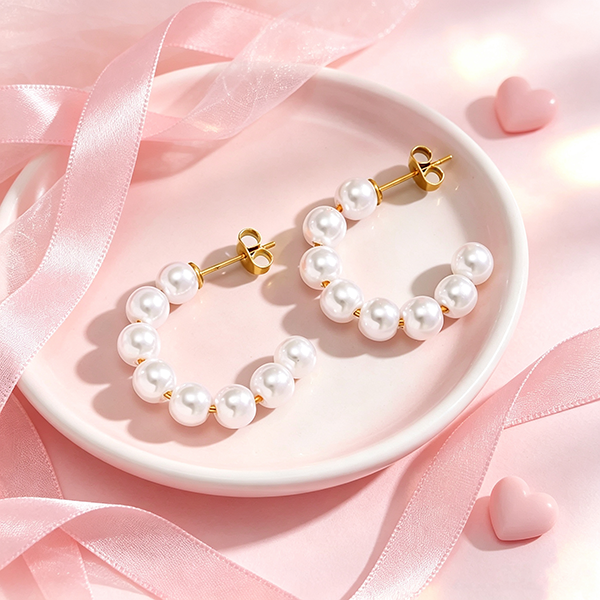 Gold Cala Pearl Hoops