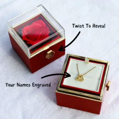 Double Heart Necklace Fashion Simple Heart-to-heart Pendant Clavicle Chain With Gift Box Gift Set