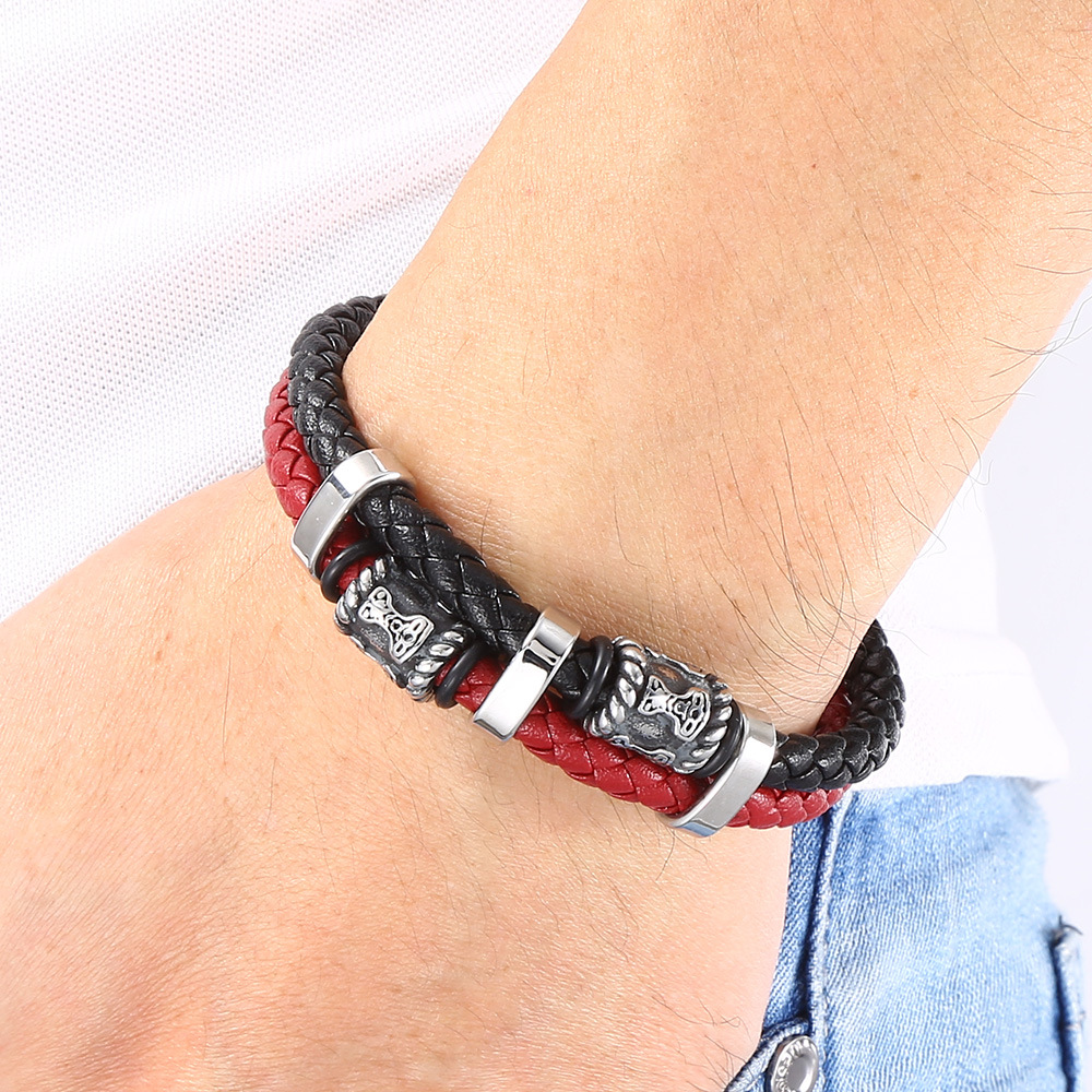 Viking Bead Leather Bracelet