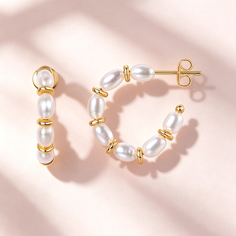 Gold Cala Pearl Hoops