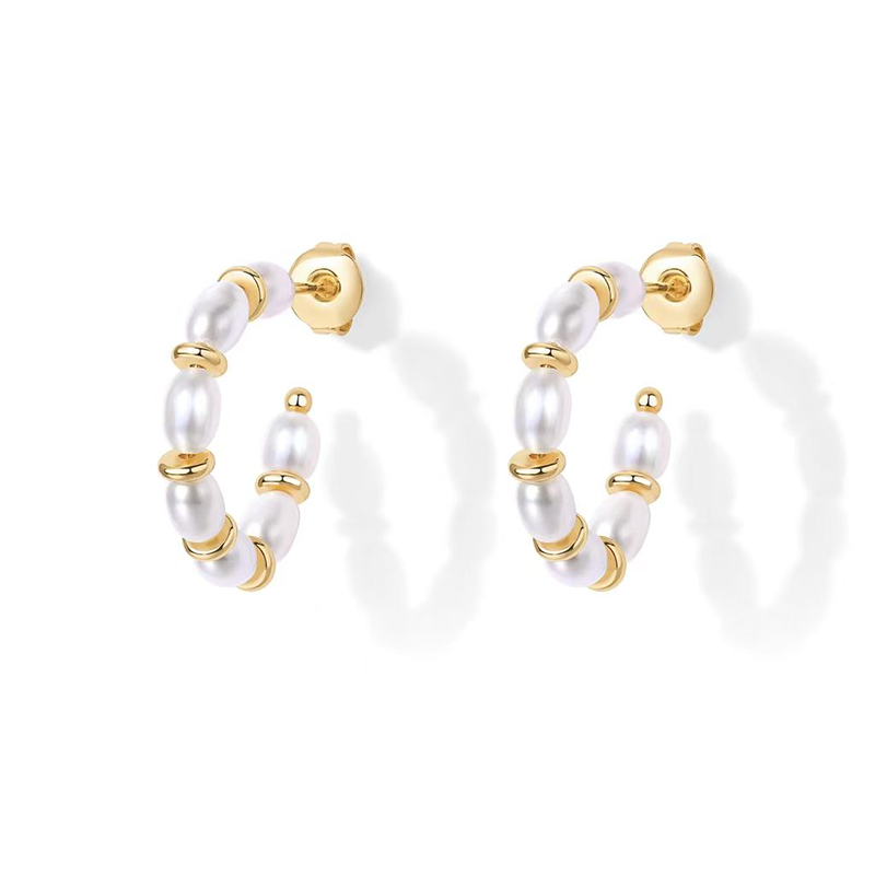 Gold Cala Pearl Hoops