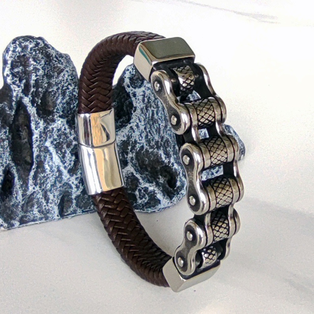 Viking Battle Chain Braided Leather Bracelet