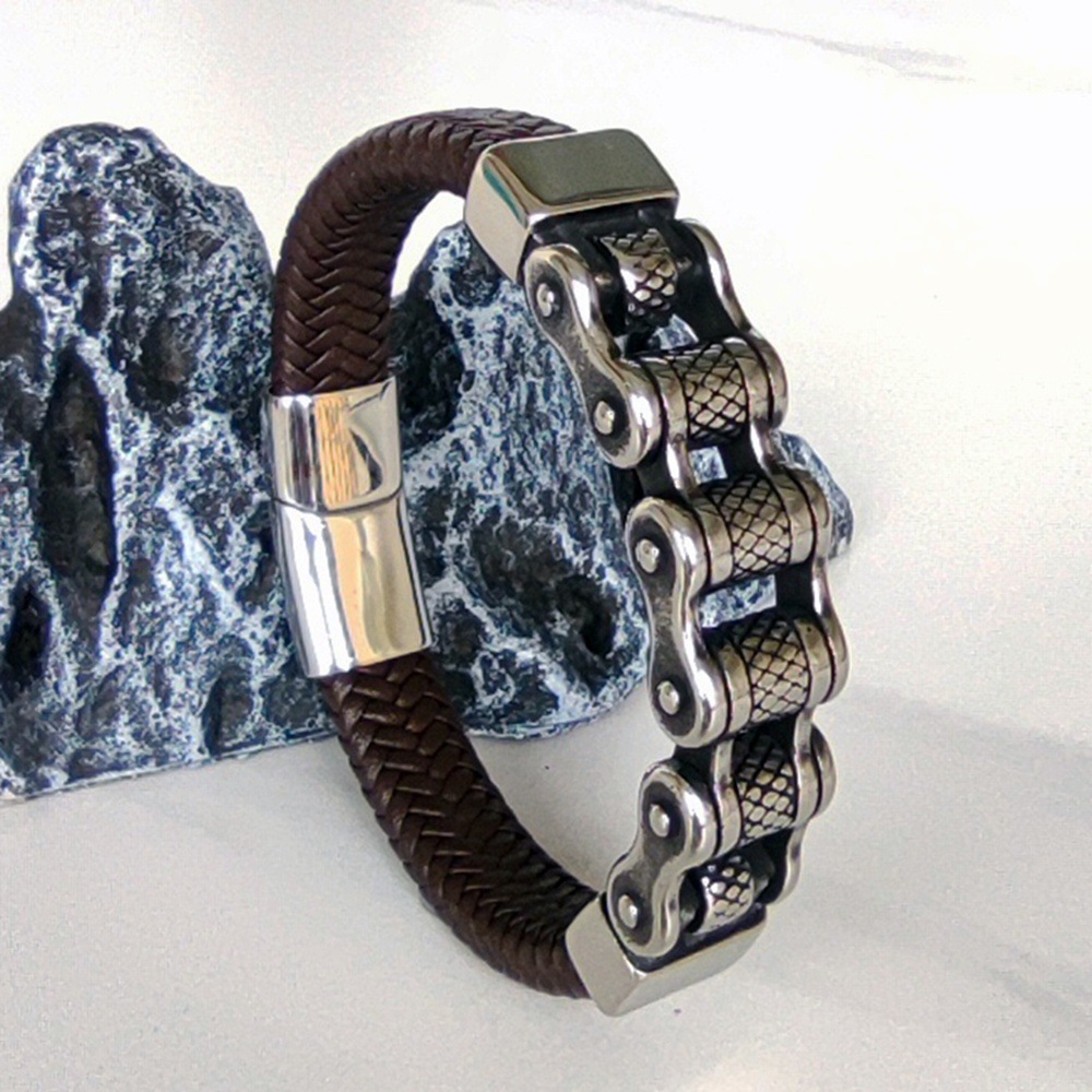 Viking Battle Chain Braided Leather Bracelet