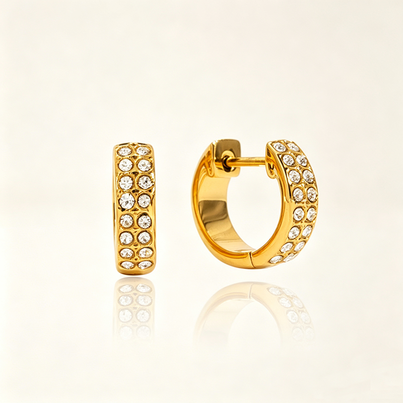 Pavé Gold Huggie Earrings