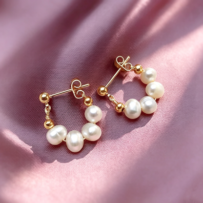 Support Breast Cancer Awareness |  Lumina Pearl Drop Hoop Earrings  | Buy 1 Get 1 Free Today
