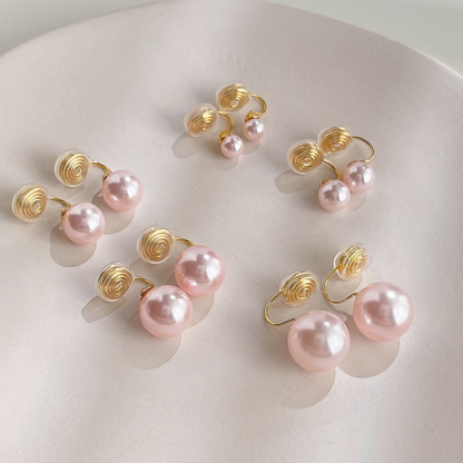 Support Breast Cancer Awareness | Hope Blush Pearl Studs / Hope Blush Pearl Clip Ear Cuffs