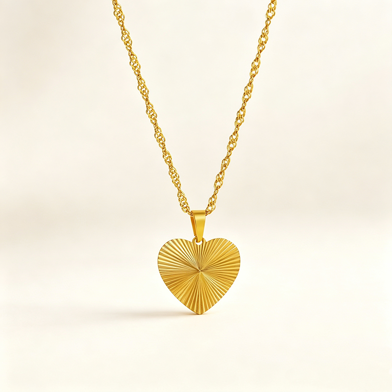 Sunburst Heart Gold Necklace