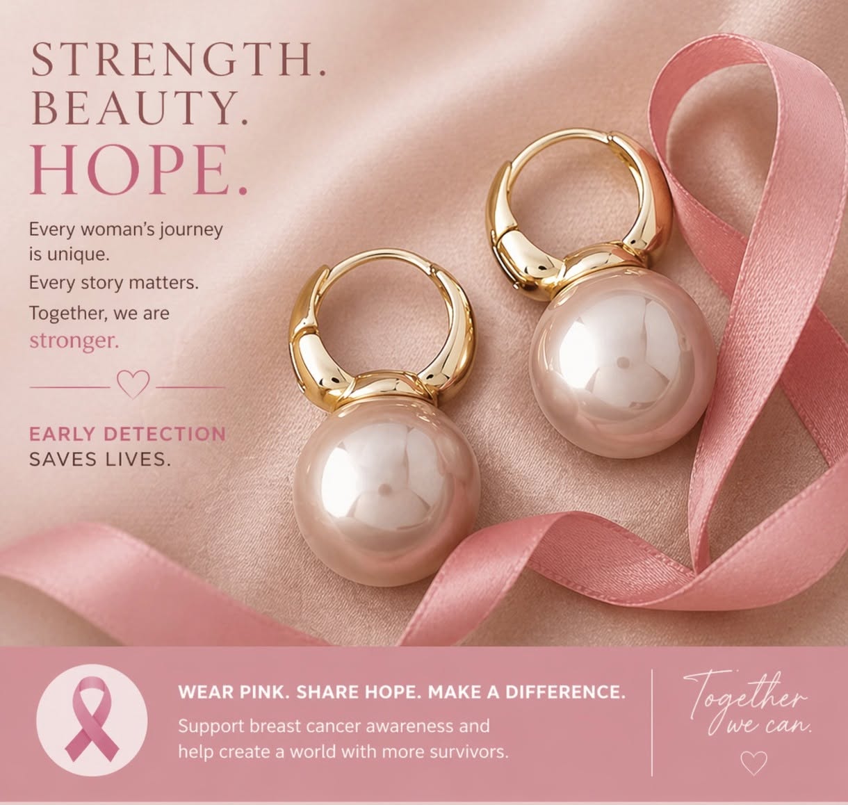 Support Breast Cancer Awareness | Blush Pearl Earrings | Buy 1 Get 1 Free Today