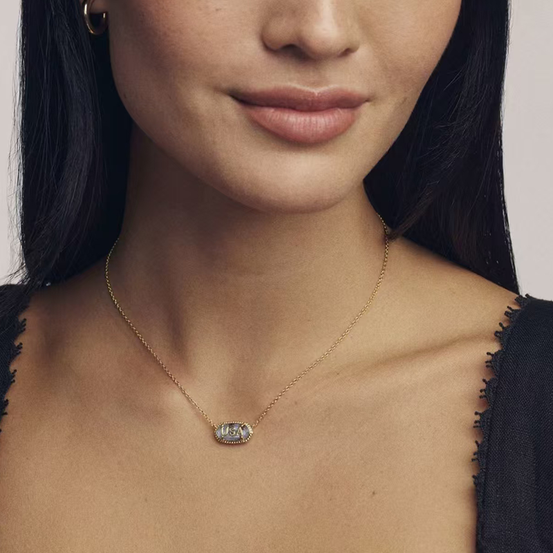 USA Star Illusion Nameplate Necklace