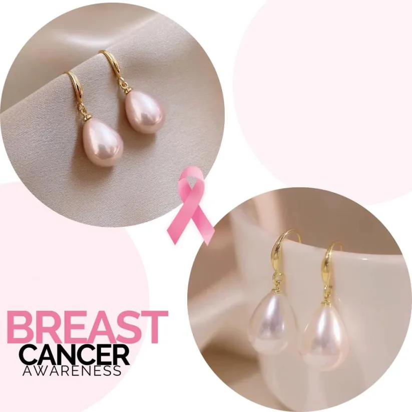 Support Breast Cancer Awareness | Hanging Pearl Drops Earrings | Buy 1 Get 1 Free Today