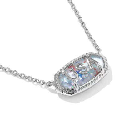 USA Star Illusion Nameplate Necklace