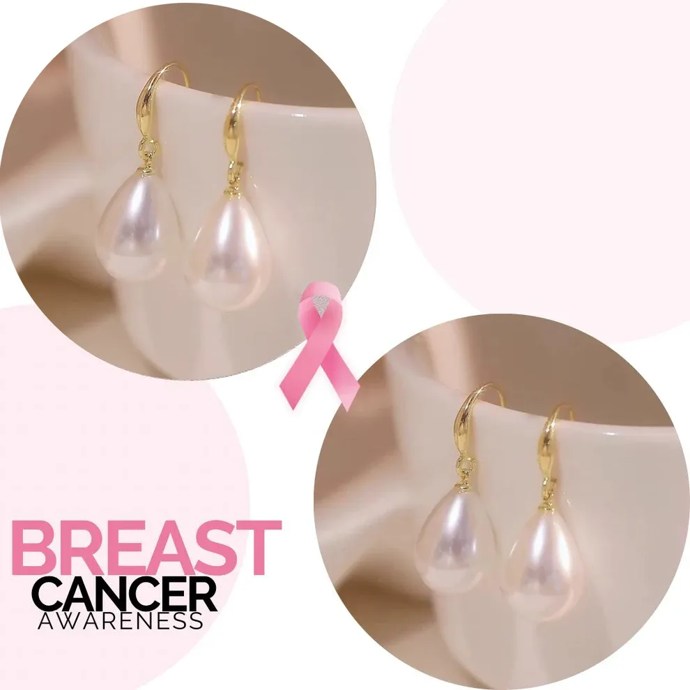 Support Breast Cancer Awareness | Hanging Pearl Drops Earrings | Buy 1 Get 1 Free Today