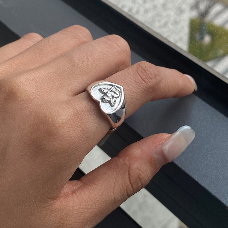 Heart Guardian Angel Signet Ring