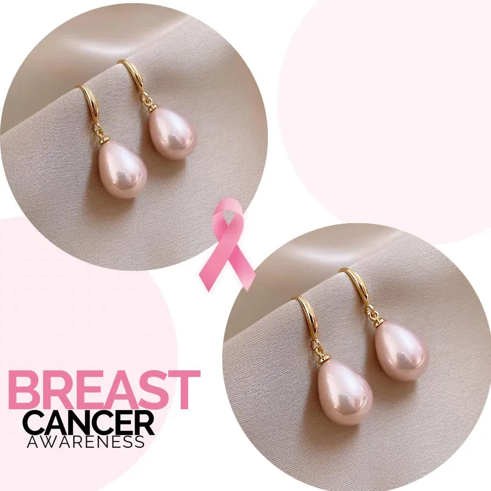 Support Breast Cancer Awareness | Hanging Pearl Drops Earrings | Buy 1 Get 1 Free Today