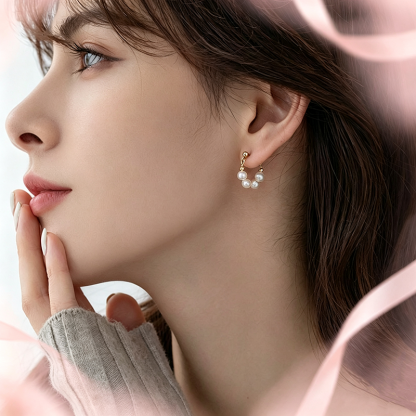 Support Breast Cancer Awareness |  Lumina Pearl Drop Hoop Earrings  | Buy 1 Get 1 Free Today