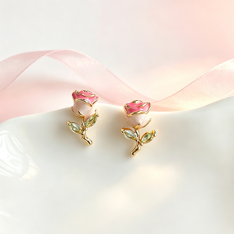 Support Breast Cancer Awareness |  Hope Rose Awareness Earrings