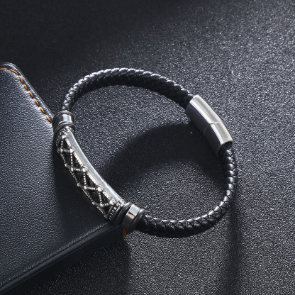 Viking-style Retro Woven Leather Totem Bracelet
