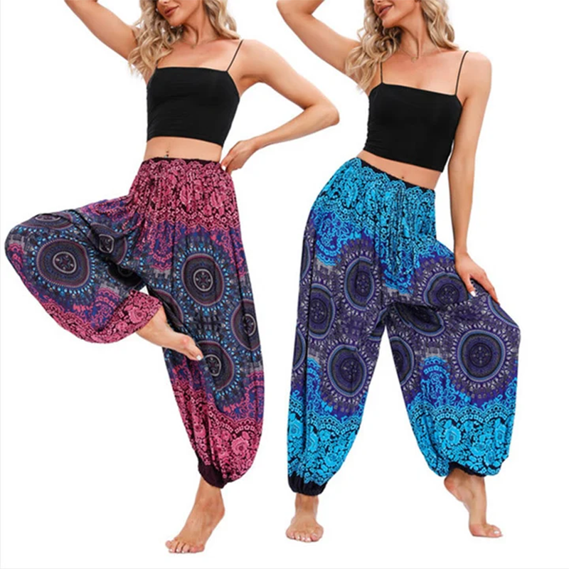  Casual Loose Compass Pattern Harem Trousers