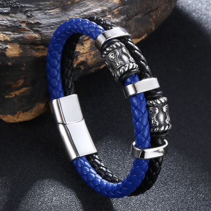 Viking Bead Leather Bracelet