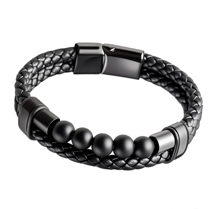 Viking Volcanic Stone Braided Leather Bracelet