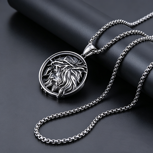 Crown of Thorns Jesus Face Necklace