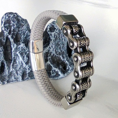 Viking Battle Chain Braided Leather Bracelet