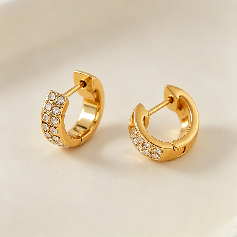Pavé Gold Huggie Earrings