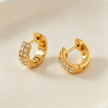 Pavé Gold Huggie Earrings