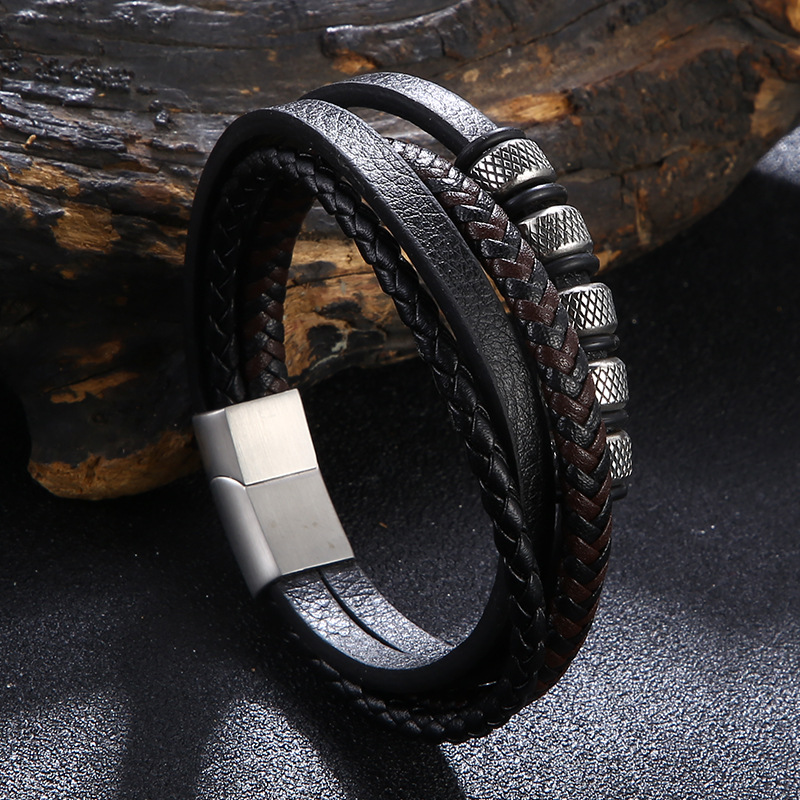 Vintage Viking Multi-Layer Braided Leather Bracelet