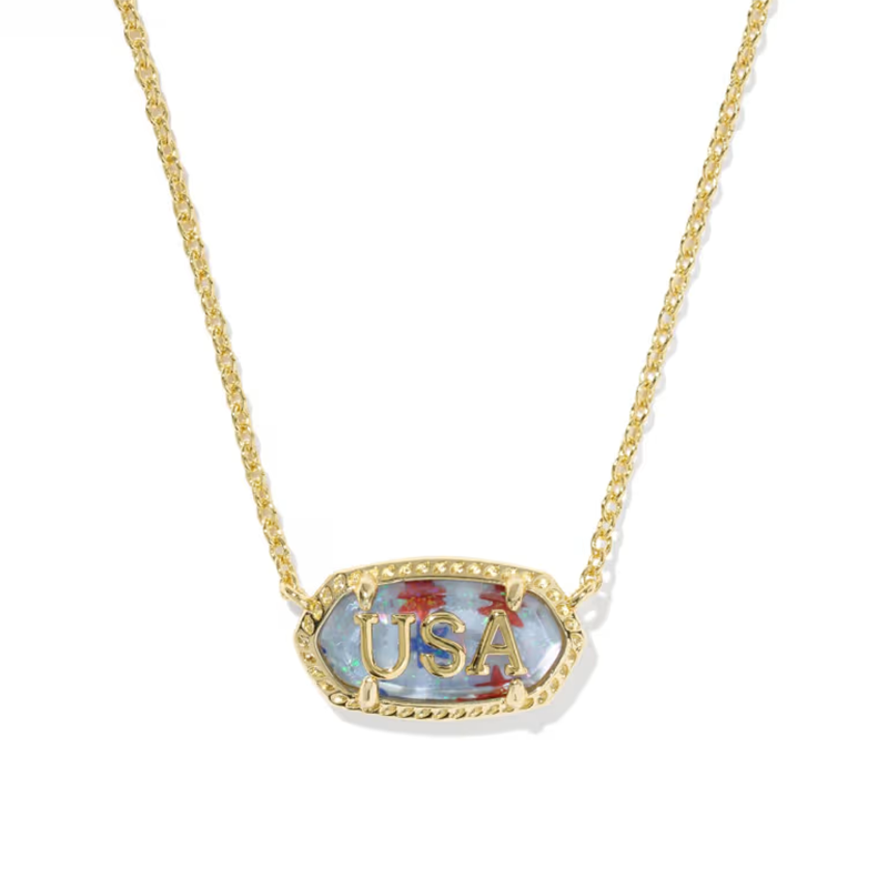 USA Star Illusion Nameplate Necklace