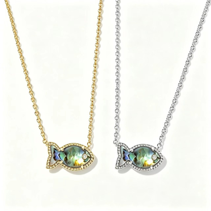 Abalone Fish Pendant Necklace