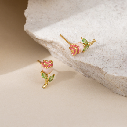 Support Breast Cancer Awareness |  Hope Rose Awareness Earrings
