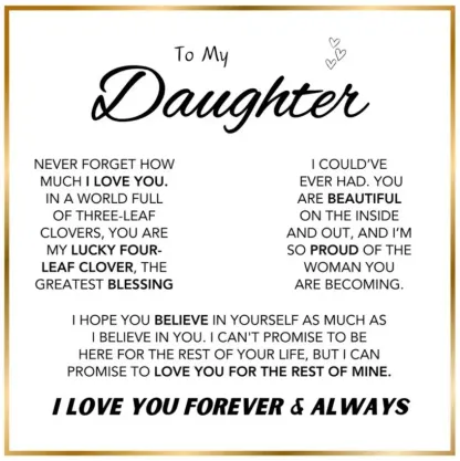 Daughter's 4-Leaf Clover "Lucky Charm" Necklace and Forever Rose Gift Box