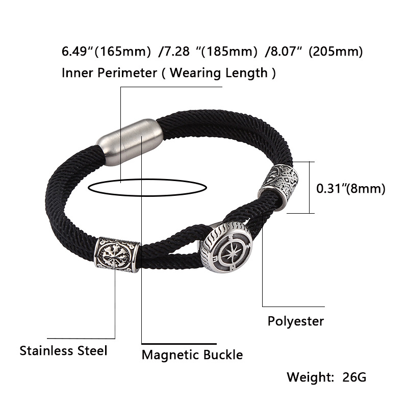 Viking Compass Nautical Rope Bracelet