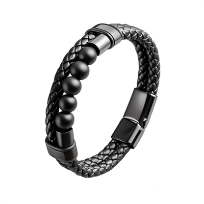 Viking Volcanic Stone Braided Leather Bracelet