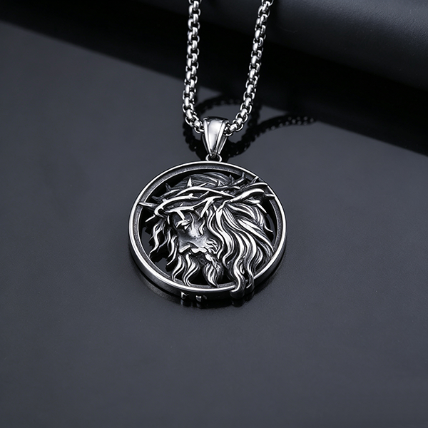 Crown of Thorns Jesus Face Necklace