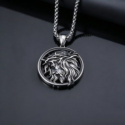 Crown of Thorns Jesus Face Necklace