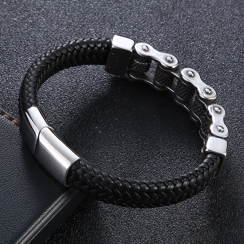 Viking Battle Chain Braided Leather Bracelet