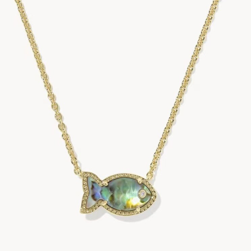 Abalone Fish Pendant Necklace
