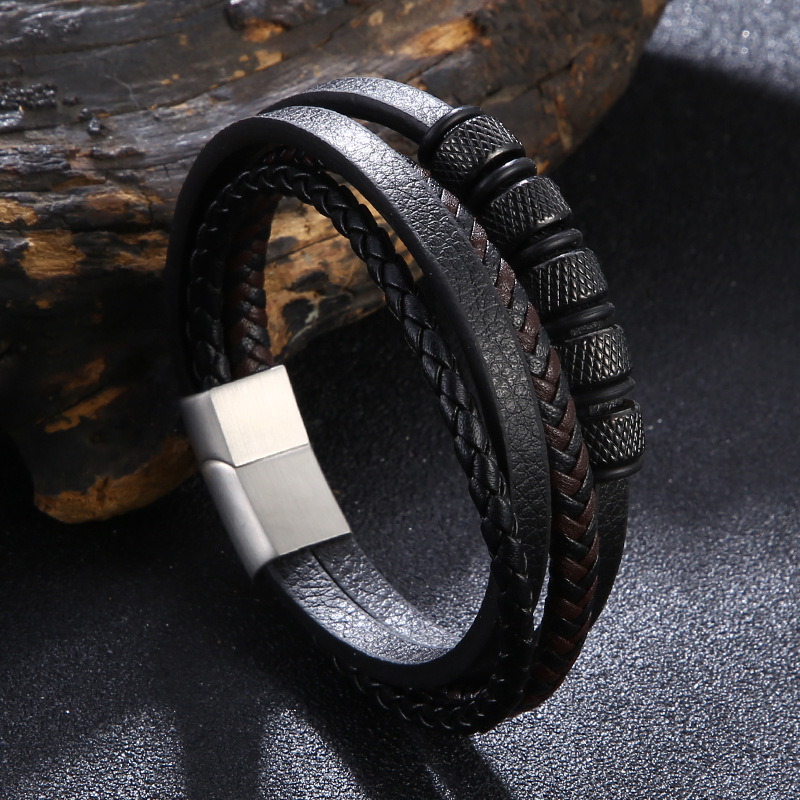 Vintage Viking Multi-Layer Braided Leather Bracelet