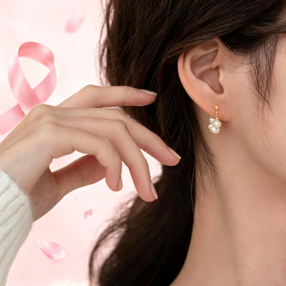 Support Breast Cancer Awareness |  Lumina Pearl Drop Hoop Earrings  | Buy 1 Get 1 Free Today