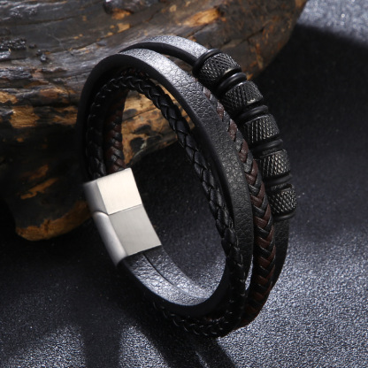 Vintage Viking Multi-Layer Braided Leather Bracelet