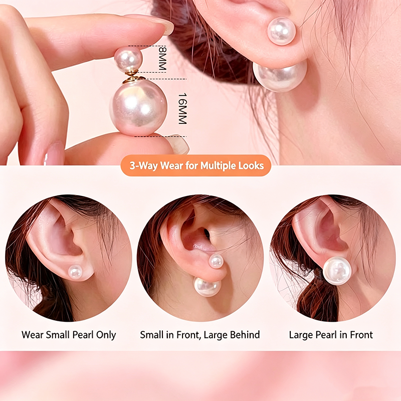 Support Breast Cancer Awareness | Hope Dual‑Size Pearl Studs | Buy 1 Get 1 Free Today